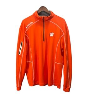 Columbia Orange Performance Jacket with Half-Zip Closure and Reflective Elements